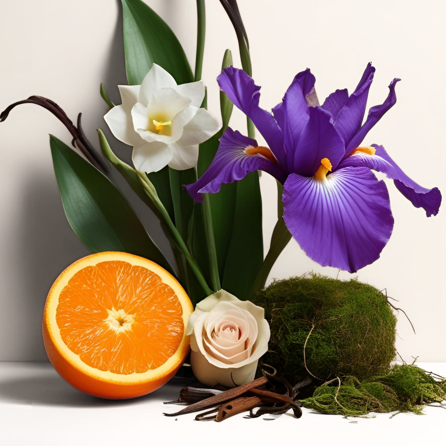 COMPOSITION FLEUR MOUSSE AGRUME VANILLE