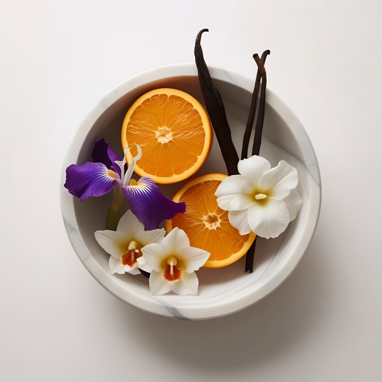 ORANGE IRIS FLEUR BANCHE VANILLE